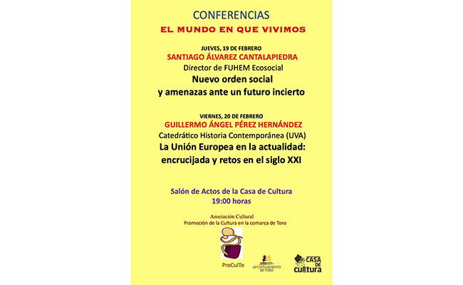ProCulTo organiza el Ciclo de conferencias “El mundo en que vivimos”