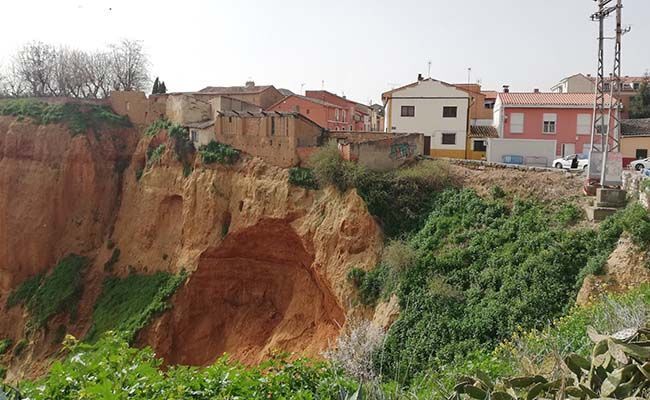 Vista del desprendimiento de la barranquera.