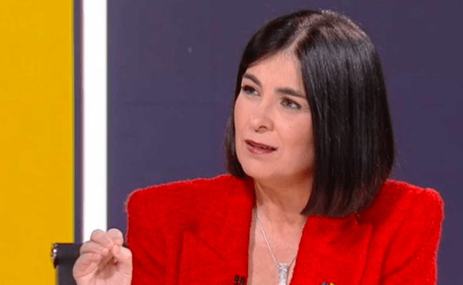 La ministra, durante su entrevista en TVE