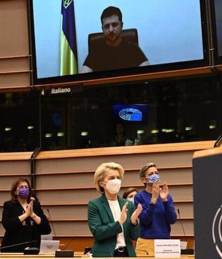 Volodímir Zelenski, en su intervención en el Parlamento Europeo