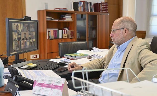 Francisco Igea, durante la reunión telemática con la Federación de Empresarios de Turismo Rural y la Asociación Posadas Reales