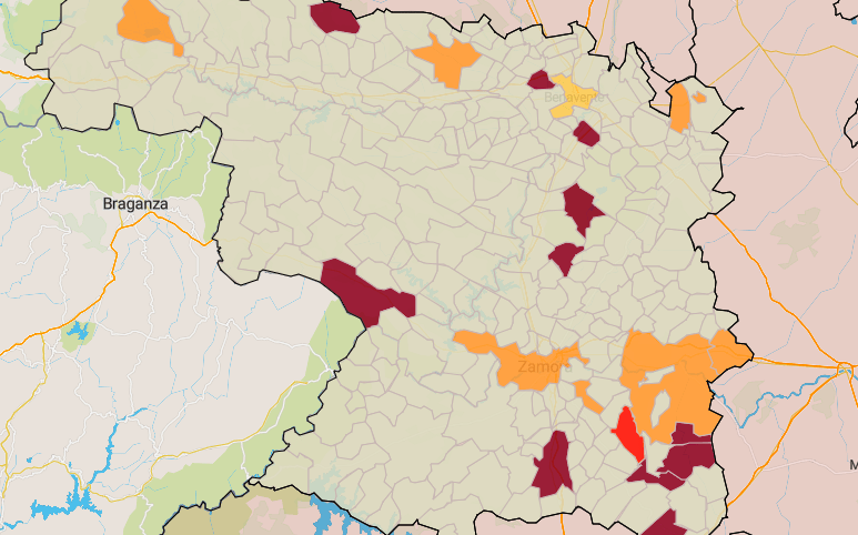 Municipios afectados por casos activos