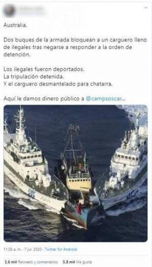 Captura de la cuenta de twitter que publicó el bulo el 7 de julio de 2020