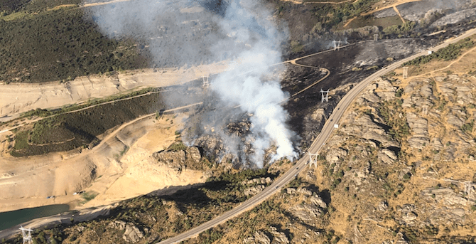 Imagen desde el helicóptero de la Brif de Tabuyo del Monte, activada para actuar en la zona